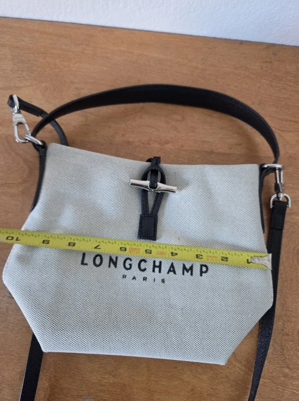 Longchamp White and Black Messenger Crossbody Bag